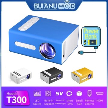 BUIANUWOD T300 LED Mini Projector 640x480 Pixels Supports 1080P HDMI USB Audio Portable Projector Home Media Video Player