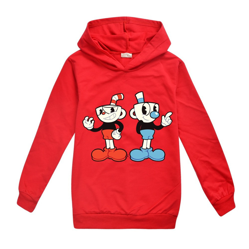 Cuphead Line anime boys Sweatshirts cotton baby hoodie toddler girl winter clothes kids hoodies christmas cute cartoon Clothing