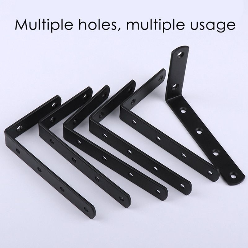 4pcs Shelf Brackets Thicken Iron L-Shaped Right Angle Corner Brace for Wall Hanging Furniture Connector Industrial Decorative wi