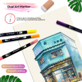 120 Colors Dual Brush Art Markers Pen Fine Tip and Brush Tip Pens Set For School Art Supplies Best Effect For Drawing Painting