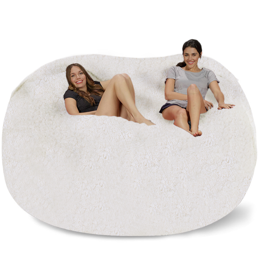 Factory Custom 200cm Giant Bean Bag Sofa Big Fur Beanbag Bed Slipcover Case No Filler Floor Seat Recliner Pouf Lazy Sofa Couch