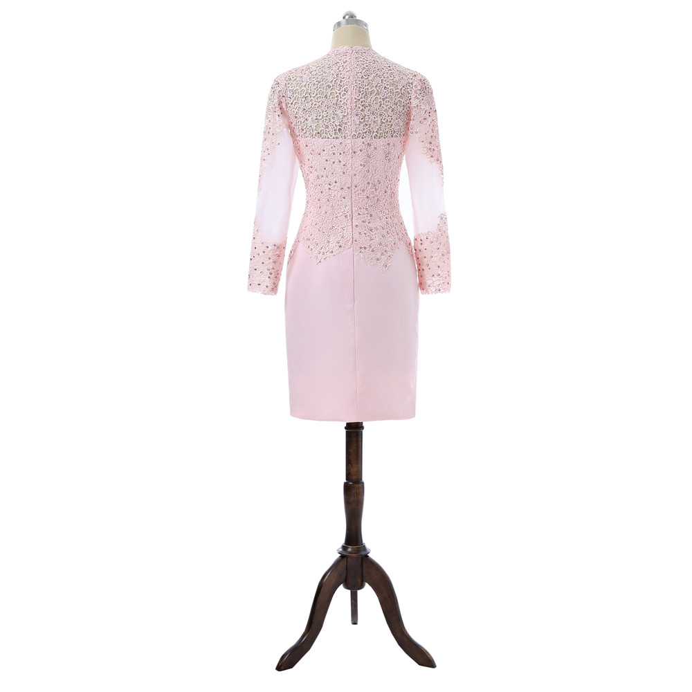 Pink Mother Of The Bride Dresses Sheath Knee Length With Jacket Lace Beaded Plus Size Formal Groom Mother Dress For Wedding