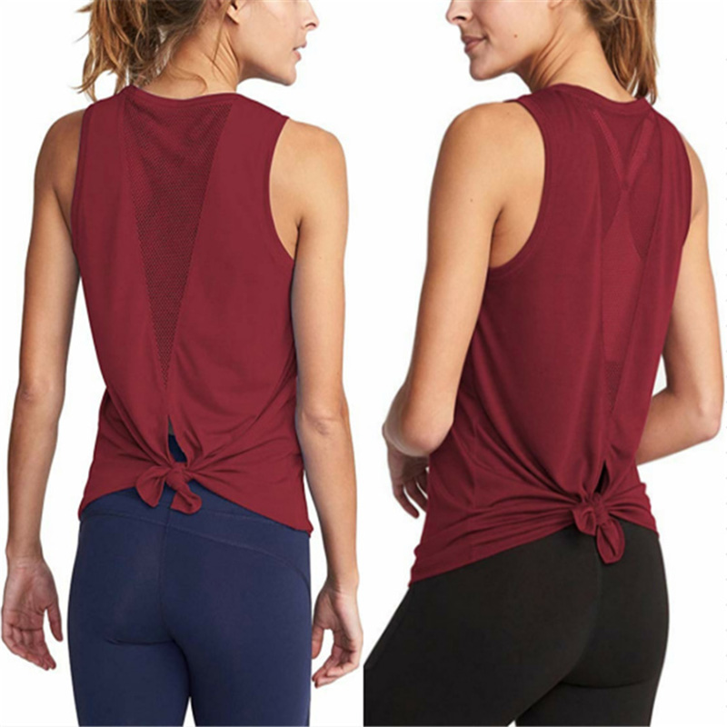 SALSPOR Sport Sleeveless Shirts Women Summer Breathable Yoga Tank Top Quick Dry Solid Mesh Hollow Out Undershirt Sport Vest