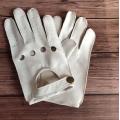 Men's natural sheepskin leather hollow out driving gloves male genuine leather breathable thin gloves R1092