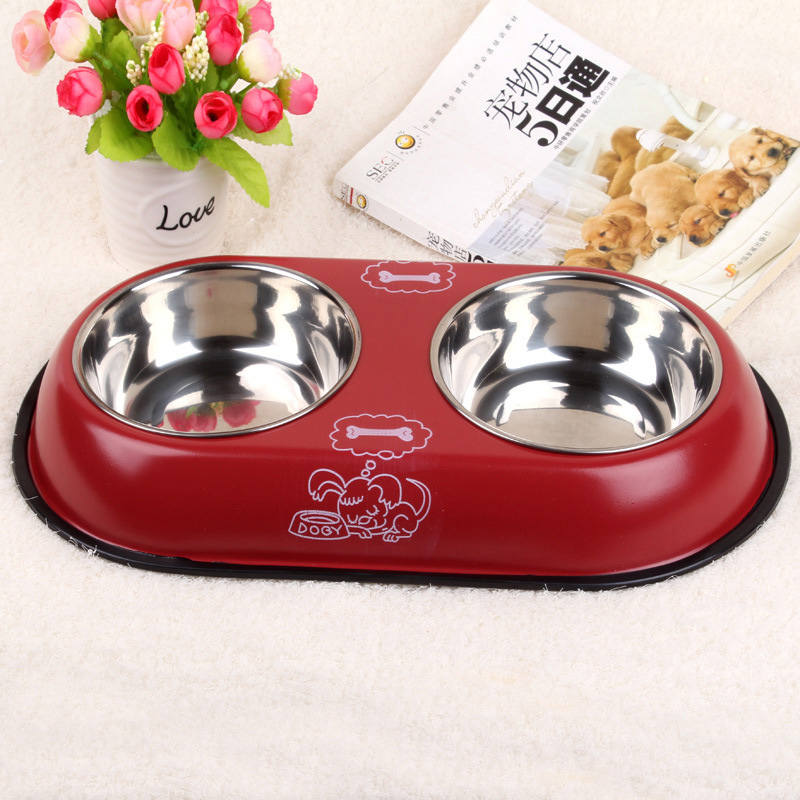 2 in 1 Pet Dog Food Bowl Puppy Travel Feeder Water Dish Stainless Steel Large Dog Drinking Bowl Bottle Pet Products 25S2