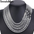 Trendsmax Rombo Link Men's Necklace Chain Stainless Steel Silver Color Tone 7/9/12/15mm KKNM163