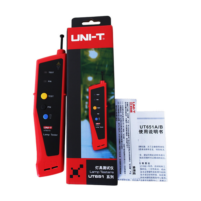 UNI-T UT651A UT651B Handheld Lamp Tester Detector Bulbs Gas Filled Lamp Fluorescent Neon Tube Testing With Flashing Light