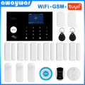 Awaywar Tuya Wireless WIFI GSM Security Alarm System 433MHz RFID kit APP Remote Control Burglar Smart Home PIR Door Detector