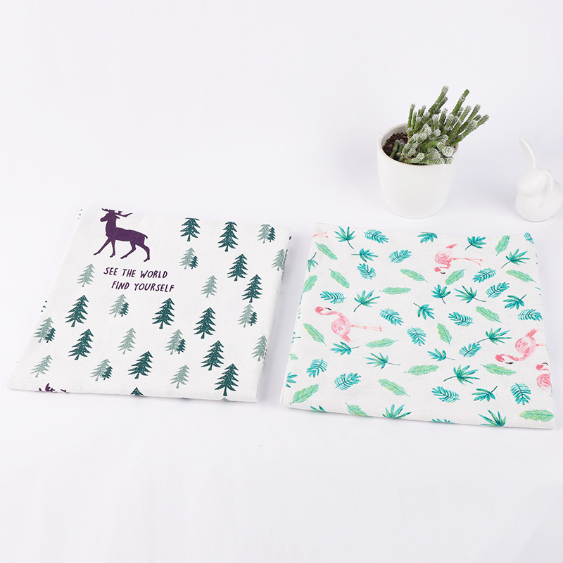 6pcs/lot Printed Elk Christmas Tree Flamingo Linen Cotton Fabric Patchwork Cloth DIY Sewing Material Handwork Cloth Accessory