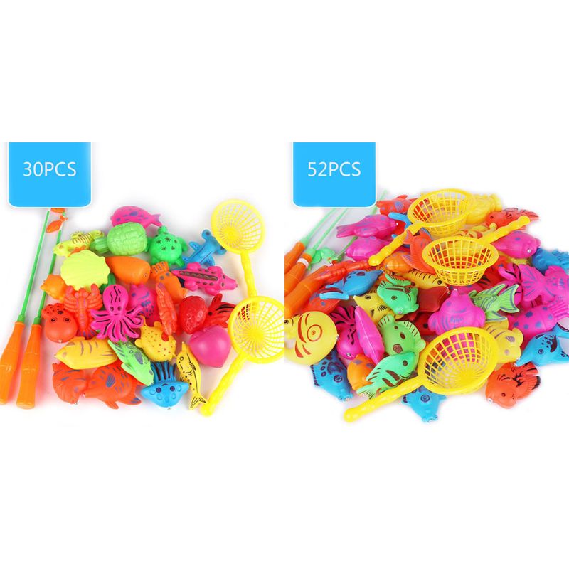 30/52 Pcs Magnetic Fishing Toys Plastic Fish Rod Set Kids Playing Water Game Educational Gift