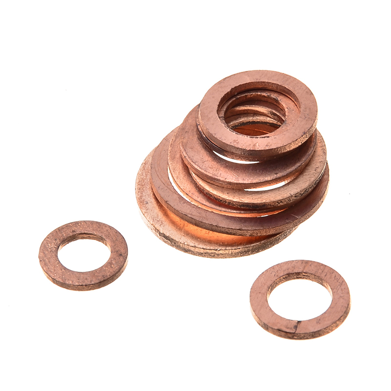 120/200PCS Copper Washer Gasket Set 9 Sizes Flat Ring Seal M5/M6/M8/M10/M12/M14 For Hardware Accessories with Box