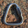 2pcs 12KN Stainless Steel Triangle Carabiner Screw Locking Hook Rock Climbing Mountaineering Climbing Accessories