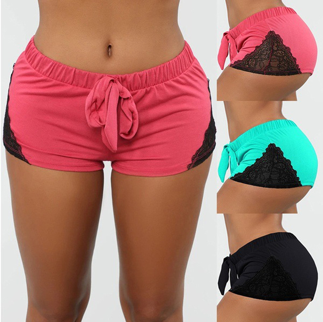 Summer Leisure Women Shorts Lace Bandage Elastic High Waist Leggings Tight Sports Casual Shorts Yo-Ga Short Feminino