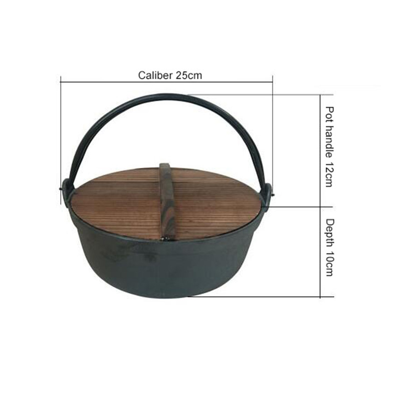 ZITING 24cm Cast Iron Pot Soup Stock Pots Wild Cookware Stewpan With Wood Cover General Use for Gas and Induction Cooker