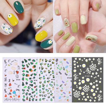 5 styles Nail Art Nail Sticker Summer Fun Fruit Patch Small Fresh Plant Cute 3D Jewelry Sticker Cute avocado sticker