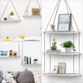 Wood Swing Hanging Rope Wall Mounted Shelves Plant Flower Pot Rack indoor outdoor decoration simple design Shelves Home Decor