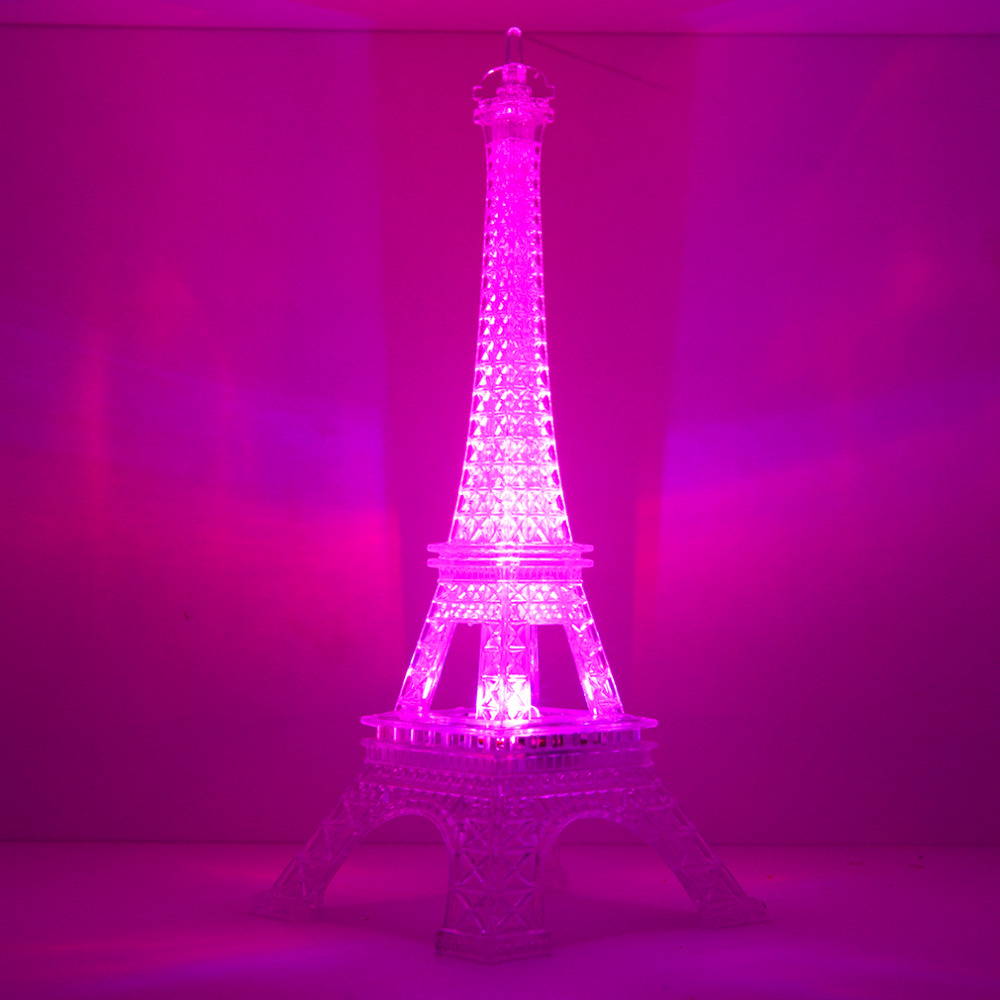 ICOCO Hot Sale Energy Saving Energy Saving Button Romantic Eiffel Tower Color Changing LED Night Light Bedroom Home Decoration