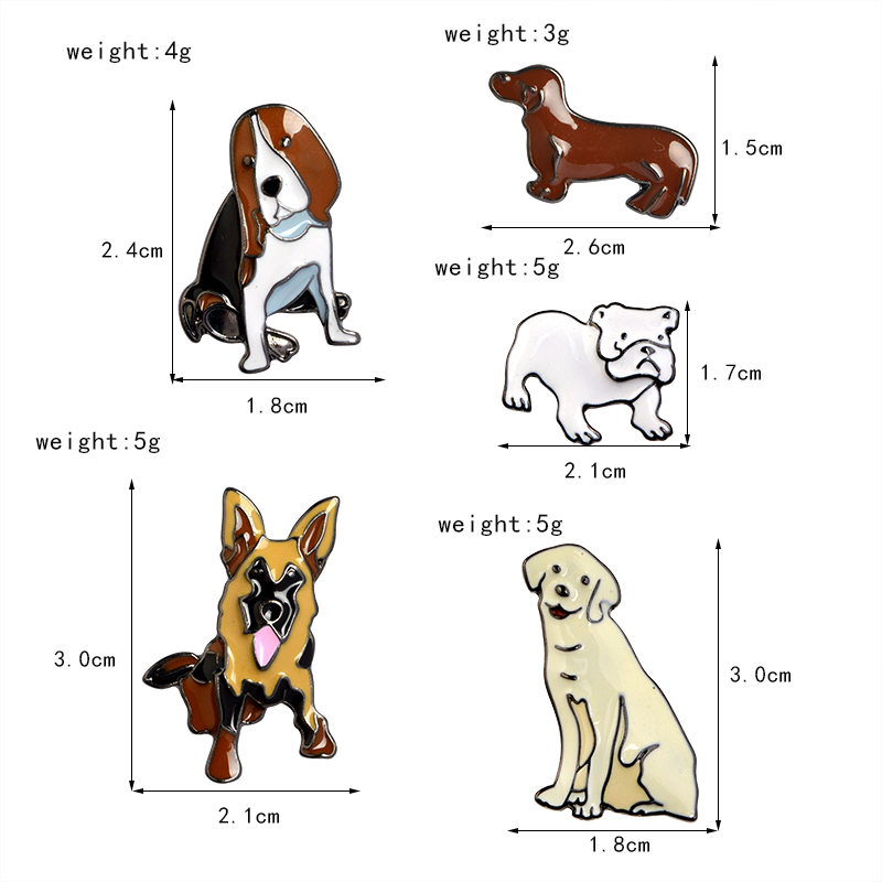 Miss Zoe Puppy Dog Beagle Dachshund German Shepherd SharPei Labrador Brooch Button Pins Denim Jacket Pin Badge Cartoon Jewelry