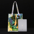 Clear Holographic PVC tote bag Iridescent Premium Glitter Rainbow Beach bag Promotional shopping bag