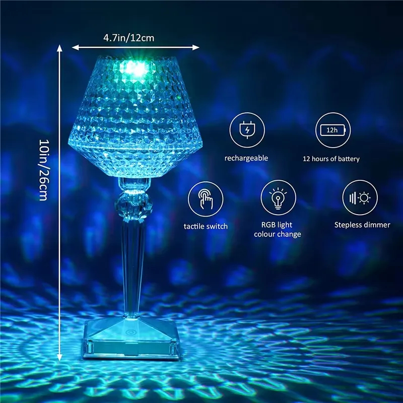 16-Color Touch Crystal Diamond Table Lamp