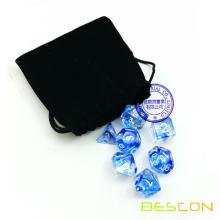 Nebula Polyhedral Dice Blue Complete 7pcs Set of d4 d6 d8 d10 d12 d20 d%