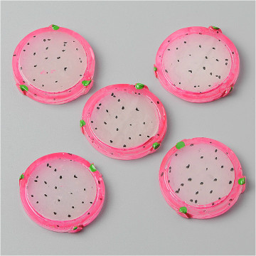 10Pcs/lot Flat back Resin Cabochons Simulation Dragon Fruit Slice Kawaii DIY Phone Case Decor Scrapbooking Hair Bows Accessories