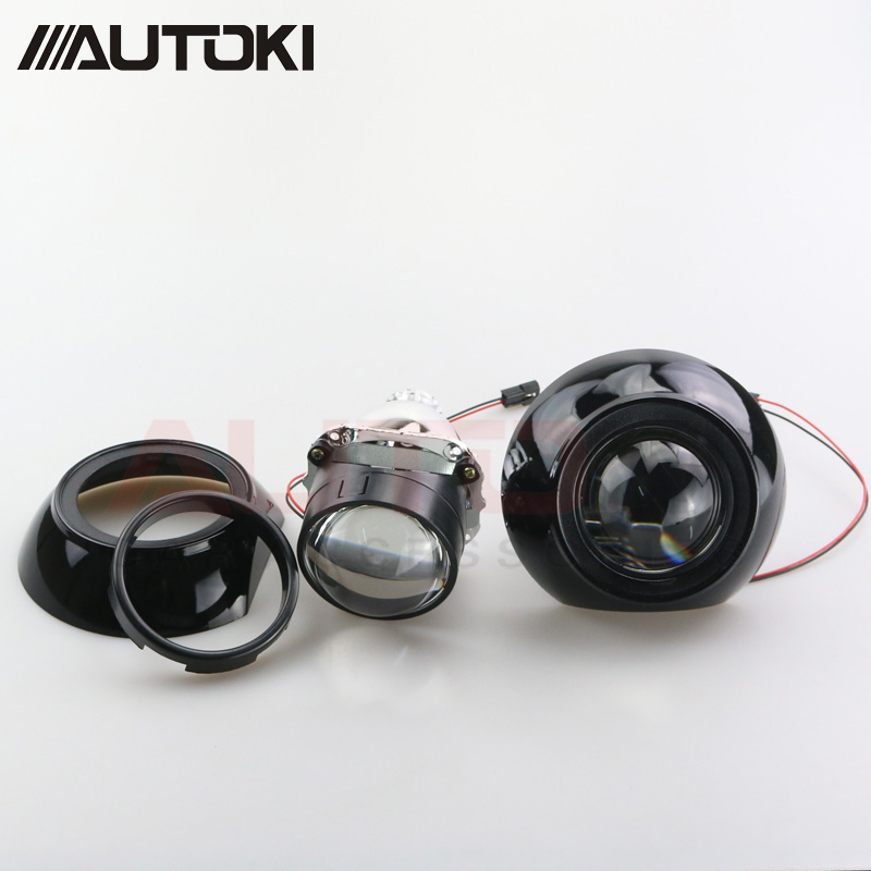 Free Shipping Retrofit Mini 2.5 inch HID Bixenon Projector Headlight Lens Automobiles Headlamp Lenses Kit+Iris Shrouds H1 H4 H7