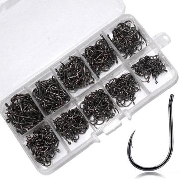 Sfit 100Pcs Fishing Hooks Set Carbon Steel Single Circle Fishing Hook Fly Fishing Jip Barbed Carp Hooks Sea Tackle Accessories