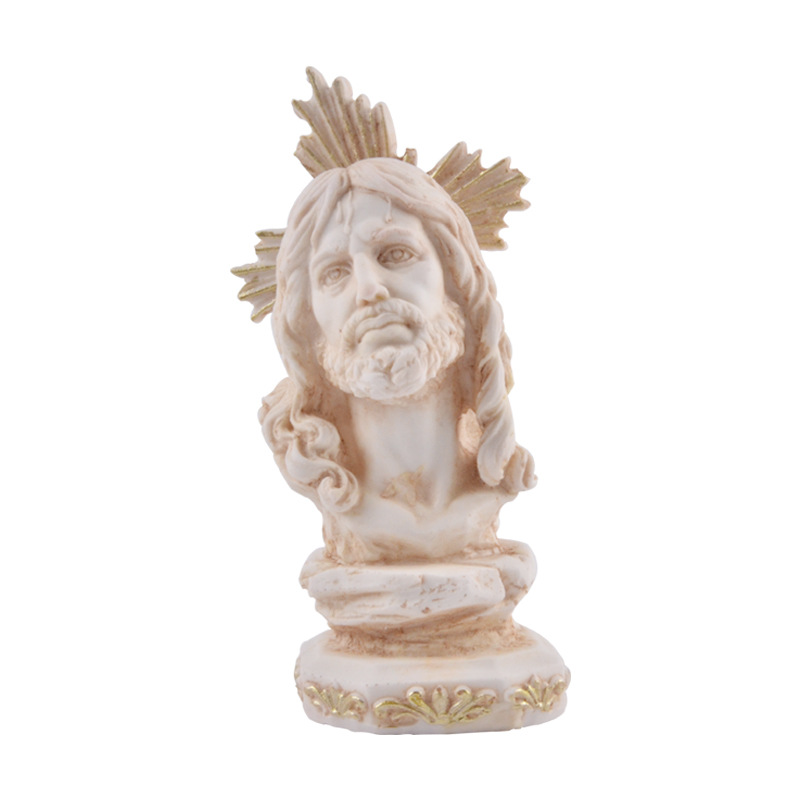 Vintage Ins Christ Jesus Sculpture Creative Resin Crafts Home Candlestick Ornaments Decorative Ornaments Religious Statue Gifts