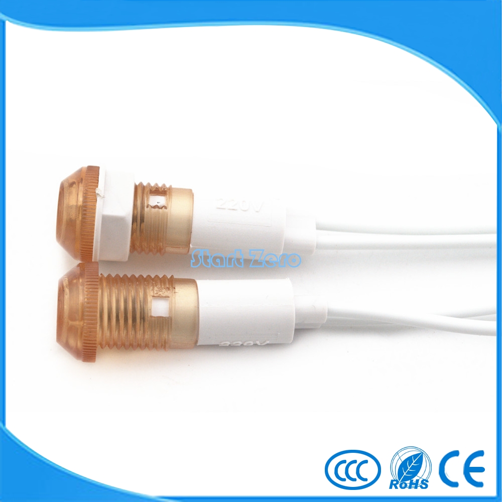 3pcs 10mm red green yellow LED lamp wire Indicator Light XD10-6 12V 24V 220V 380V Line long 20cm diodes lamp