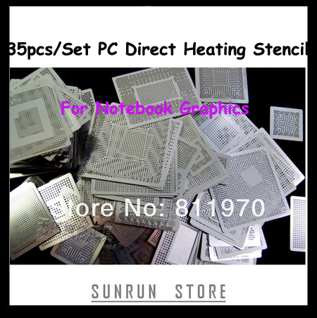 35pcs/Set PC Direct Heating Stencil Templates,BGA Small Reballing Stencil For Notebook Graphics For Solder Balls 0.5/0.6/0.76mm