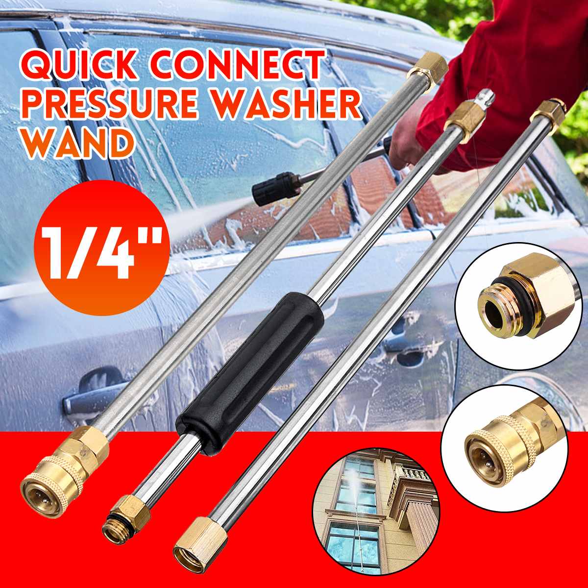 High Pressure Washer Extension Wand Lance Spear Tube 1/4" Quick Connection Pressure Washer Wand Extension for K Car Washer