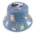 FOXMOTHER New Cute Double-side Animal Print Fisherman Panama Caps Sun Bob Chapeau Cat Bucket Hats For Women Ladies Mother Gifts