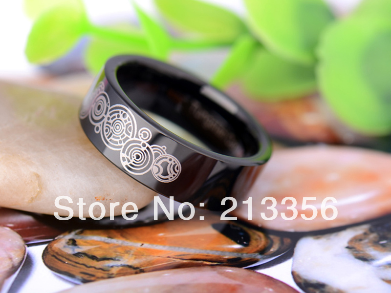 Cheap Price Free Shipping 2015 USA Hot Selling 8MM Black Pipe Doctor Who The Lord One Ring Mens' Tungsten Carbide Wedding Ring