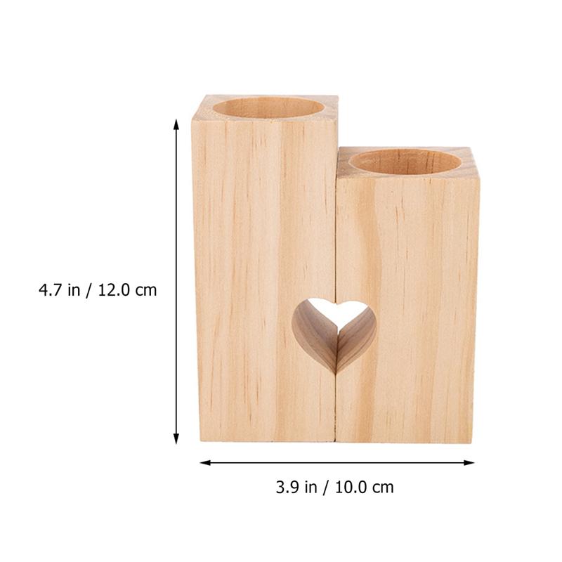 3Pcs Fashion Candlesticks Wooden Candle Holders Home Desktop Decors With Candles Holder Love Tea Wax Base Ornaments