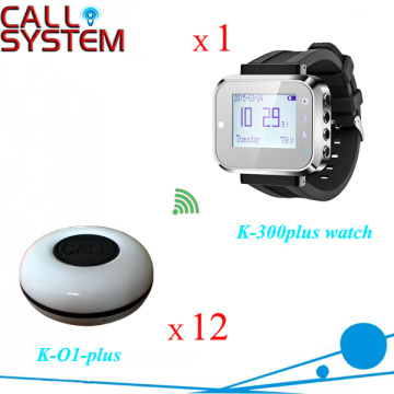 Remote wireless paging system for restaurant table bell 12pcs W 1 wrist pager for bar/pub/casino equipment