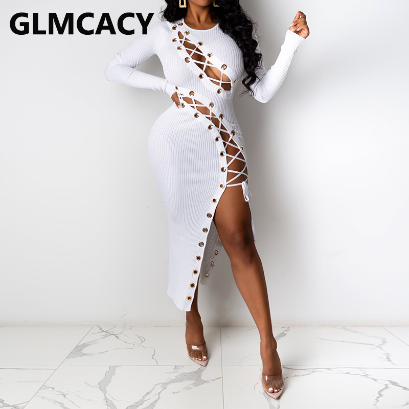 Women Long Sleeve Gigi Laced Midi Dresses Sexy & Club Vestido