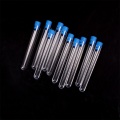 10pcs Plastic Transparent Chemistry Test Tubes Rimless With Caps School Lab Supplies Size: 12*75mm