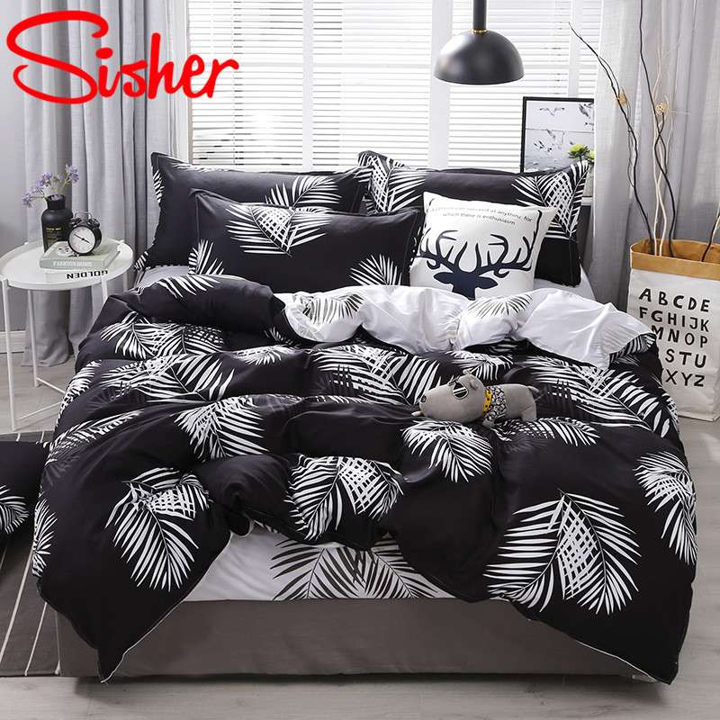 Sisher Pastoral Leaf Bedding Sets Bed Set Nordic Duvet Cover Pillowcase Covers Quilt Double Size Single Queen King Flat Sheet