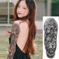 Waterproof Temporary Tattoo Sticker Crown Roaring Lion Clock Gear Wheel Full Arm Fake Tatto Flash Tatoo for Men Women