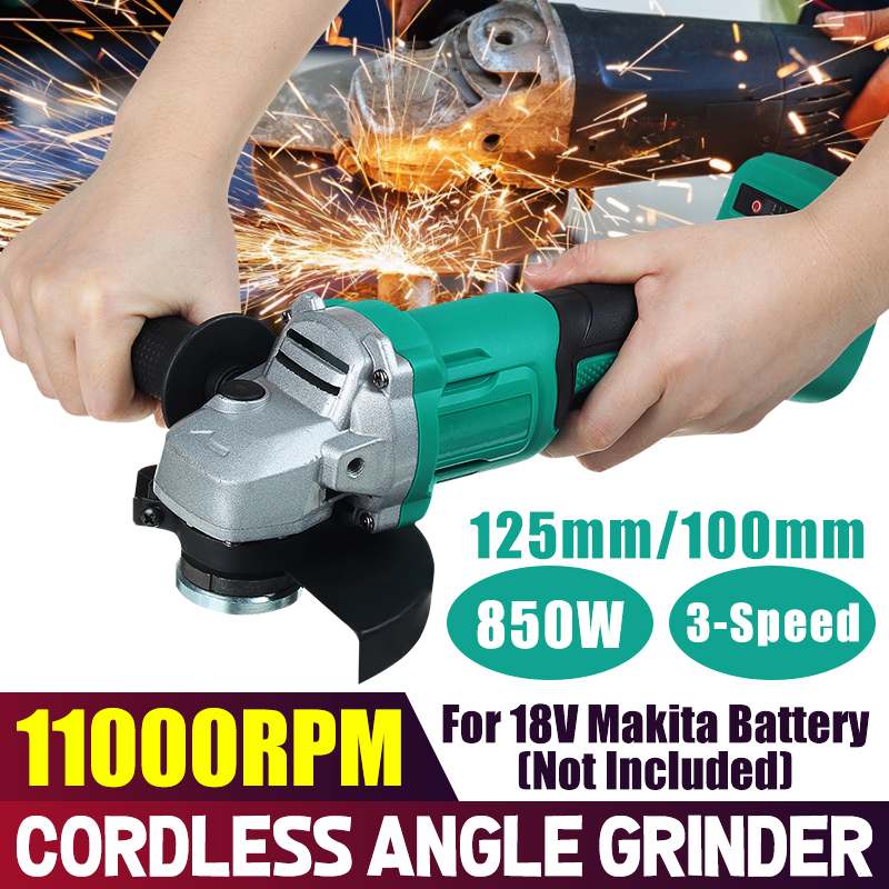 100mm/125mm 3 Speed Brushless Cordless Electric Angle Grinder Engraving Woodworking Power Tool For 18V Makita Battery 11000rpm