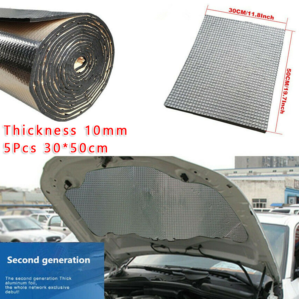5Pcs 10mm Car Firewall Door Hood Floors Trunk Sound Insulation Heat Barrier Mat