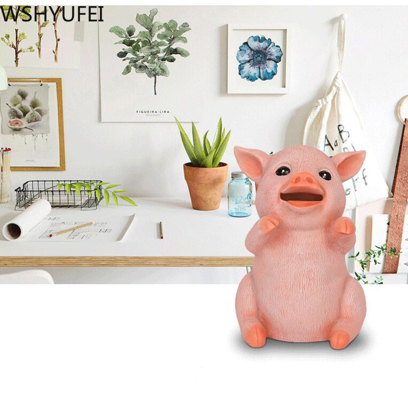 Cartoon Resin Pig Piggy Bank Coin Bank Money Box Saving Pig Shaped Coins Container Home Decoration Christmas birthday gifts