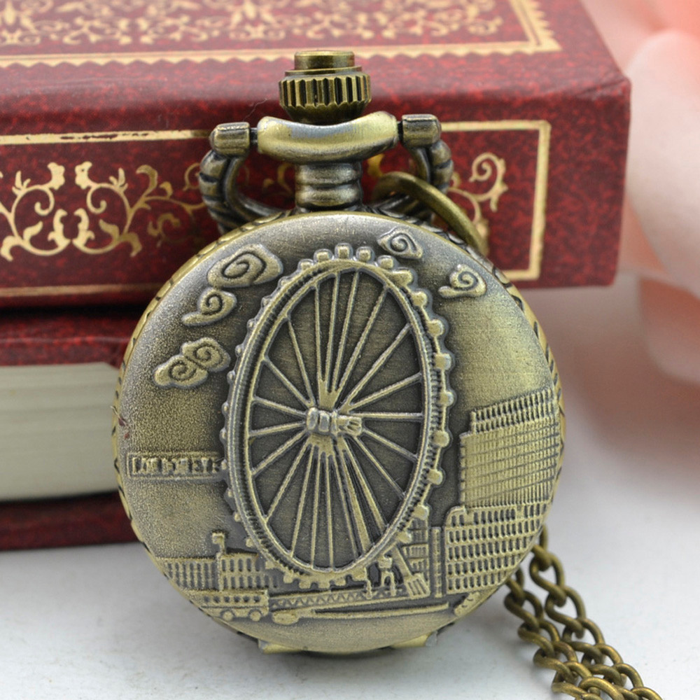 Vintage Steampunk Retro Bronze Design Pocket Watch Quartz Pendant Necklace Pendant with Chain Custom Engraved Gift cep saati #10