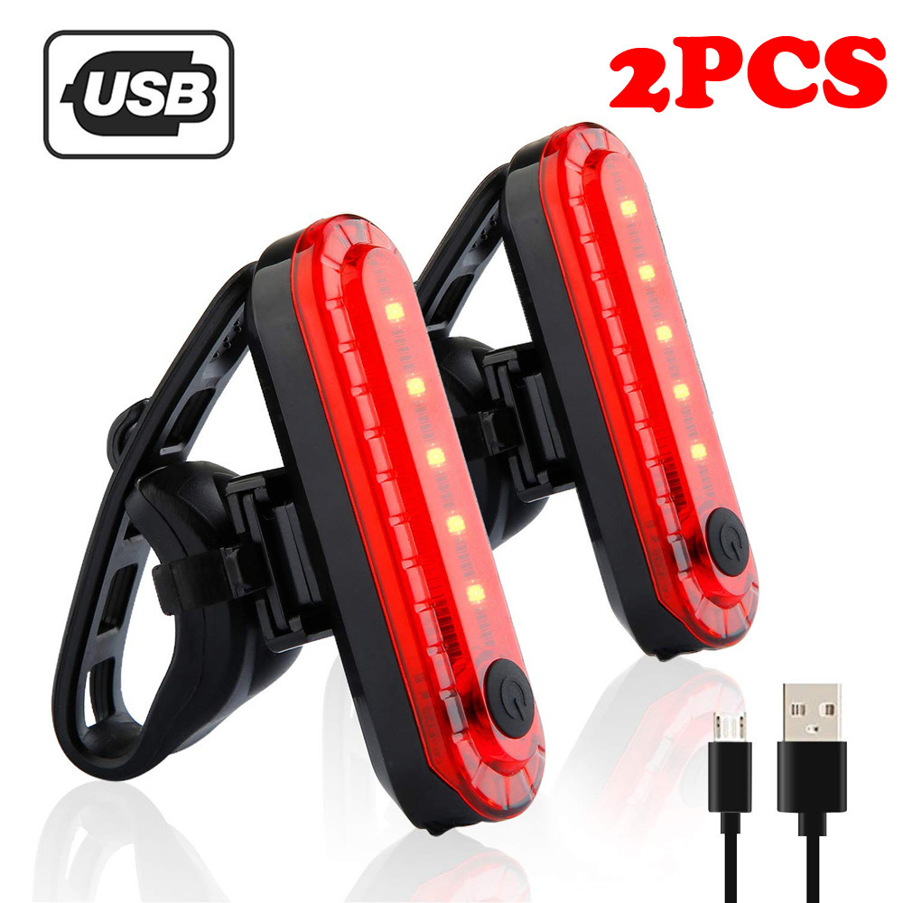 2pc Super Bright Bike Bicycle Rechargeable LED Tail light USB Rear Tail Cycling light Portable Safety Warning Flash Light #40