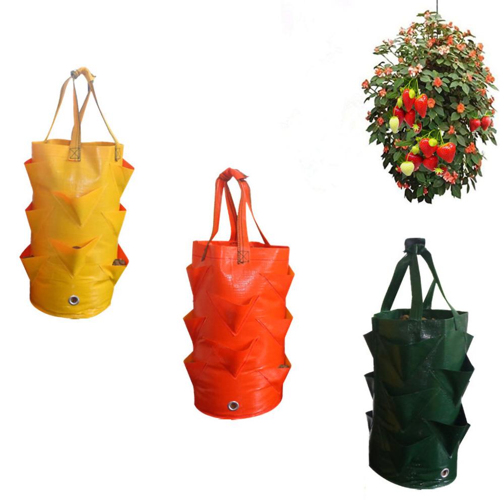 Strawberry Plant Grow Bag DIY Grow Planter PE Cloth Planting Container Bag Thicken Garden Pot Garden Tools Supplies Free Ship