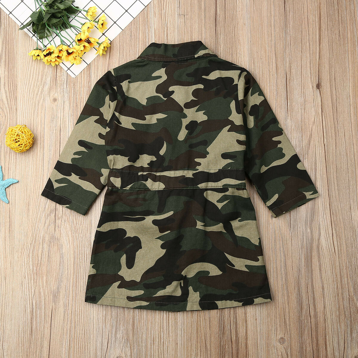 Toddlers Girls Kids Trench Coat Camouflage Long Trench Casual Jacket for Girls Coat Outwear Dress Autumn Clothes 1-6Y