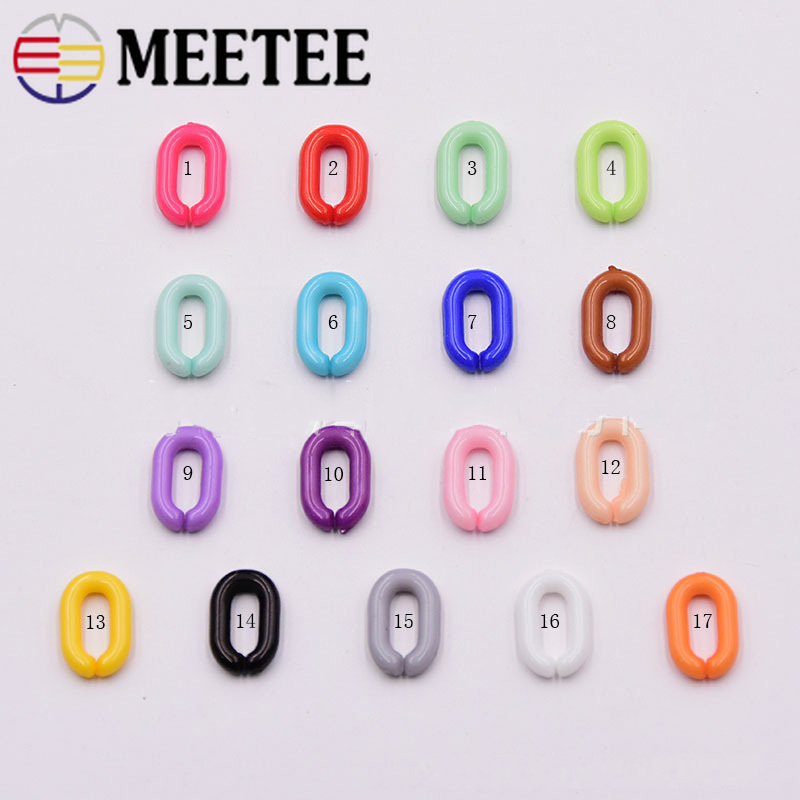 Meetee 230pcs 15X10mm Colorful Acrylic Chain Links Plastic O Ring Strap Chain Buckles DIY Earring Jewelry Accessories BF511