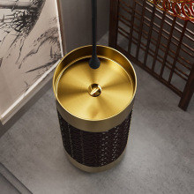 Floor-mounted round handmade washbasin