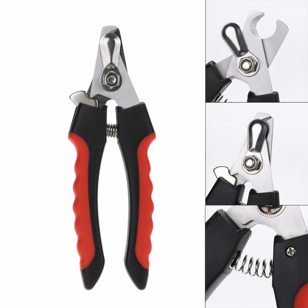 Professional Pet Dog Nail Clipper Cutter Stainless Steel Grooming Scissors Clippers for Animals Cats with Lock Size S M